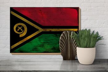 Panneau en bois drapeau Vanuatu 30x20cm Drapeau du Vanuatu rouille 3