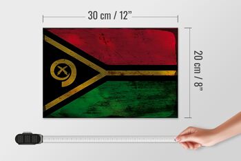 Panneau en bois drapeau Vanuatu 30x20cm Drapeau du Vanuatu rouille 4