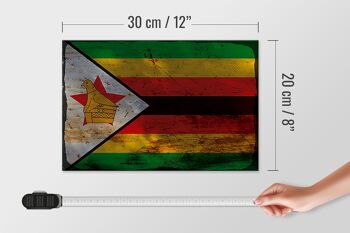 Panneau en bois drapeau Zimbabwe 30x20cm Drapeau du Zimbabwe rouille 4