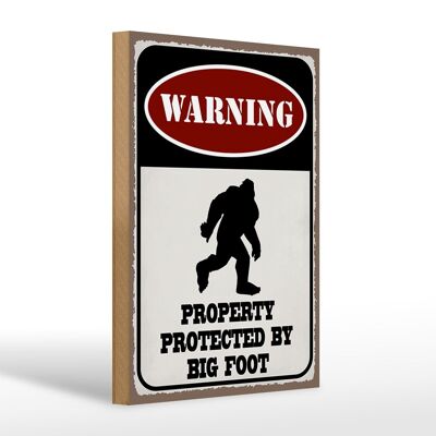 Cartel de madera que dice 20x30cm Advertencia propiedad protegida por