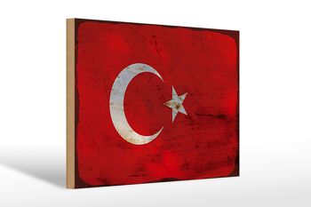 Panneau en bois drapeau Türkiye 30x20cm Drapeau de Turquie rouille 1