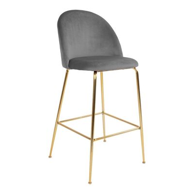 Lausanne Bar Chair - Sedia bar grigia in velluto l. gambe in aspetto ottone HN1213