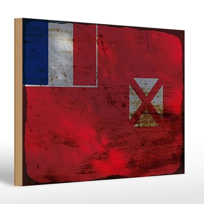 Bandiera in legno Wallis e Futuna 30x20 cm Wallis ruggine