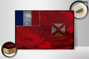 Panneau en bois drapeau Wallis et Futuna 30x20cm Wallis rouille 2