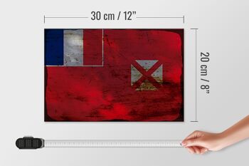 Panneau en bois drapeau Wallis et Futuna 30x20cm Wallis rouille 4