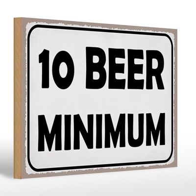 Cartel de madera que dice 30x20cm 10 cervezas alcohol mínimo de cerveza