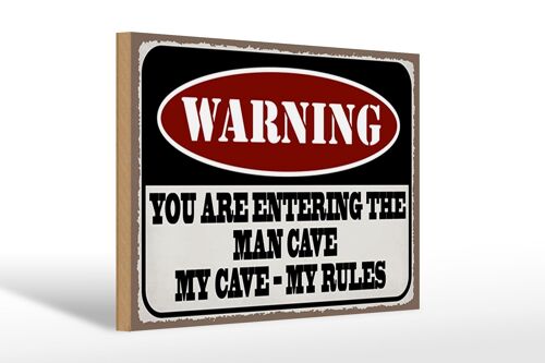 Holzschild Spruch 30x20cm Warning you entering man cave