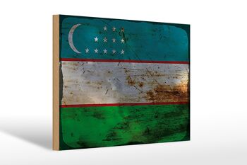 Panneau en bois drapeau Ouzbékistan 30x20cm Ouzbékistan rouille 1