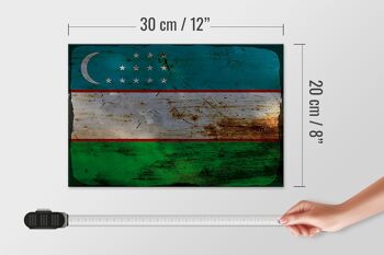 Panneau en bois drapeau Ouzbékistan 30x20cm Ouzbékistan rouille 4