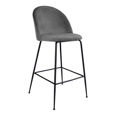 Lausanne Bar Chair - Sedia bar grigia in velluto l. gambe nere HN1213