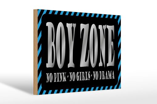 Holzschild Spruch 30x20cm Boy Zone no pink girls no drama