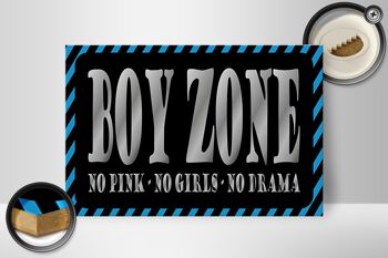 Panneau en bois disant 30x20cm Boy Zone no pink girls no drama 2