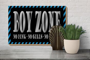 Panneau en bois disant 30x20cm Boy Zone no pink girls no drama 3