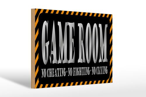 Holzschild Spruch 30x20cm Game Room no cheating no crying