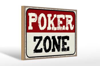 Panneau en bois disant 30x20cm Cadeau Poker Zone 1