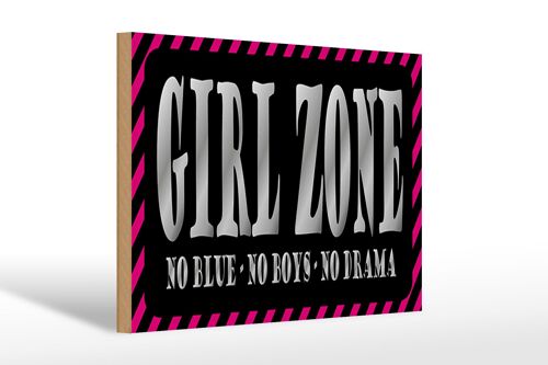 Holzschild Spruch 30x20cm Girl Zone no blue no boys no