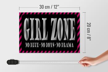 Panneau en bois disant 30x20cm Girl Zone no bleu no boys no 4