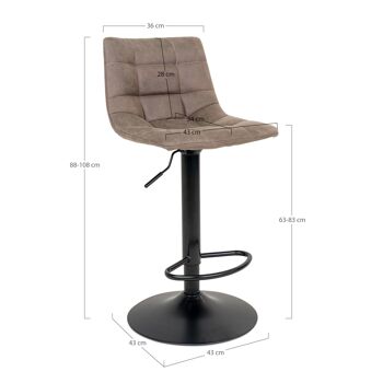 Chaise de bar Middelfart - Chaise de bar en marron clair avec pieds noirs 6