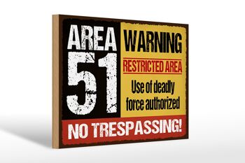 Panneau en bois indiquant 30x20cm zone 51 avertissement zone réglementée 1