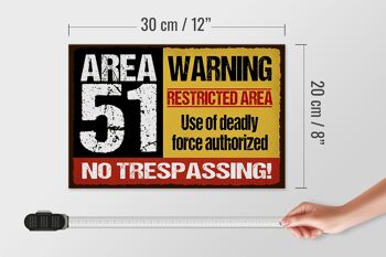 Panneau en bois indiquant 30x20cm zone 51 avertissement zone réglementée 4