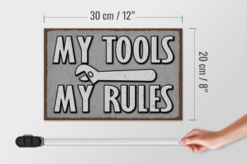 Panneau en bois disant 30x20cm mes outils mes règles 4