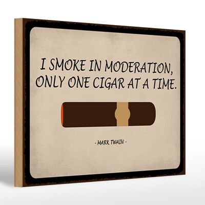Cartello in legno con scritta 30x20cm fumo con moderazione solo sigaro
