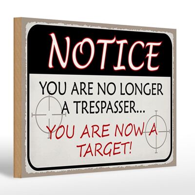 Holzschild Spruch 30x20cm notice you no longer trespasser