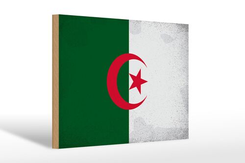 Holzschild Flagge Algerien 30x20cm Flag Algeria Vintage