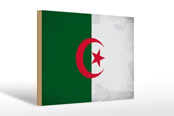 Panneau en bois drapeau Algérie 30x20cm Drapeau Algérie Vintage 1