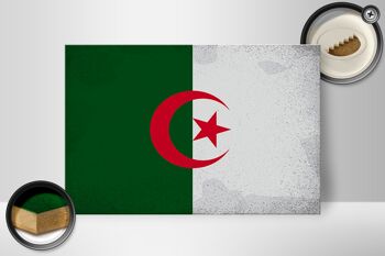 Panneau en bois drapeau Algérie 30x20cm Drapeau Algérie Vintage 2