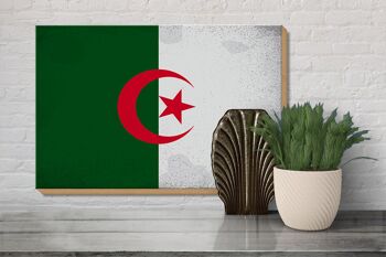 Panneau en bois drapeau Algérie 30x20cm Drapeau Algérie Vintage 3