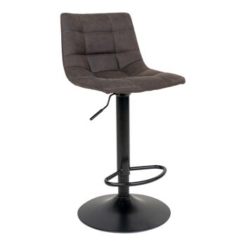 Chaise de bar Middelfart - Chaise de bar en gris foncé avec pieds noirs 1