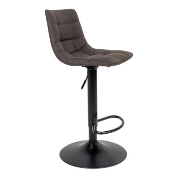 Chaise de bar Middelfart - Chaise de bar en gris foncé avec pieds noirs 4