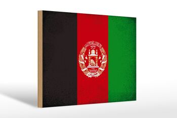 Panneau en bois drapeau Afghanistan 30x20cm Afghanistan vintage 1