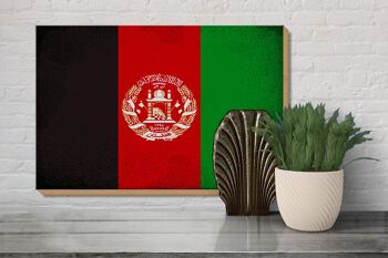 Panneau en bois drapeau Afghanistan 30x20cm Afghanistan vintage 3