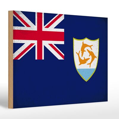 Holzschild Flagge Anguilla 30x20cm Flag Anguilla Vintage