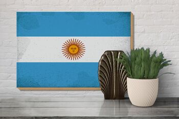 Panneau en bois drapeau Argentine 30x20cm Argentine Vintage 3