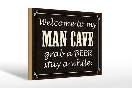 Holzschild Spruch 30x20cm welcome to my MAN CAVE