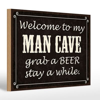 Holzschild Spruch 30x20cm welcome to my MAN CAVE