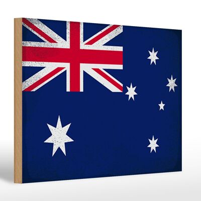 Panneau en bois drapeau Australie 30x20cm Australie Vintage