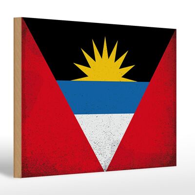 Holzschild Flagge Antigua und Barbuda 30x20cm Flag Vintage