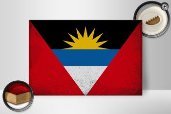 Drapeau en bois Antigua-et-Barbuda 30x20cm, drapeau Vintage 2