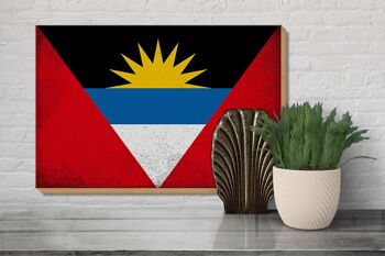 Drapeau en bois Antigua-et-Barbuda 30x20cm, drapeau Vintage 3