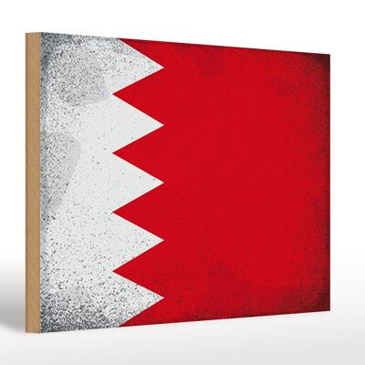 Holzschild Flagge Bahrain 30x20cm Flag of Bahrain Vintage