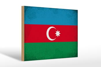 Panneau en bois drapeau Azerbaïdjan 30x20cm Azerbaïdjan vintage 1