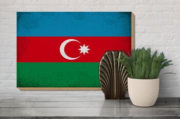 Panneau en bois drapeau Azerbaïdjan 30x20cm Azerbaïdjan vintage 3