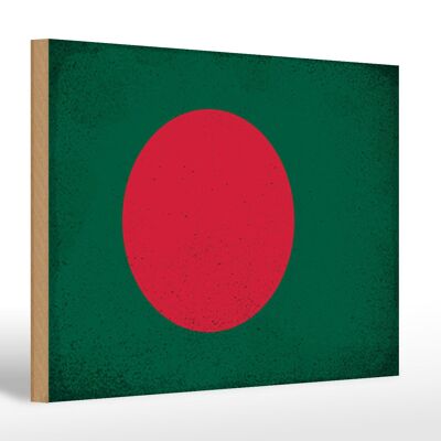 Panneau en bois drapeau Bangladesh 30x20cm Bangladesh vintage