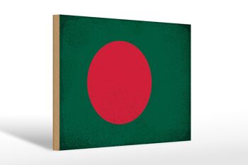 Panneau en bois drapeau Bangladesh 30x20cm Bangladesh vintage 1