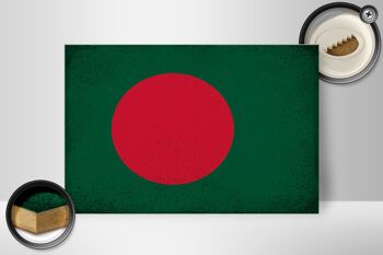 Panneau en bois drapeau Bangladesh 30x20cm Bangladesh vintage 2