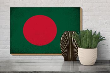 Panneau en bois drapeau Bangladesh 30x20cm Bangladesh vintage 3